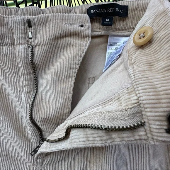 Banana Republic Khaki Corduroy Jogger Pants Preppy Zip Soft Luxe Comfort Sz 18 - Picture 7 of 10